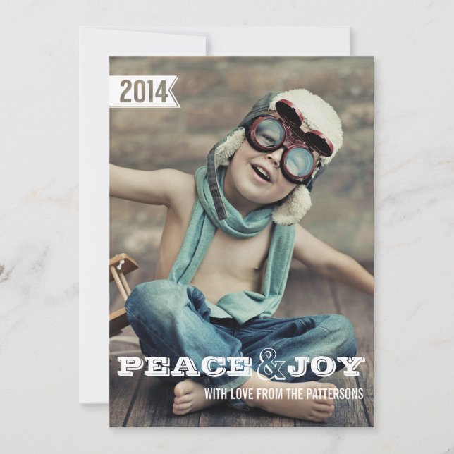 Peace & Joy Big Bold Weihnachtsfotokarte Feiertagskarte (Vorderseite)