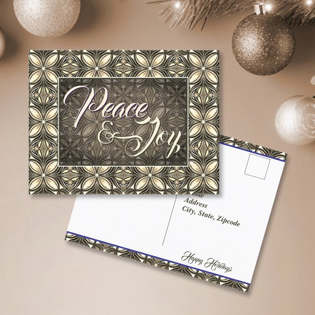 Peace & Joy Brown Weihnachten Postkarte (Von Creator hochgeladen)