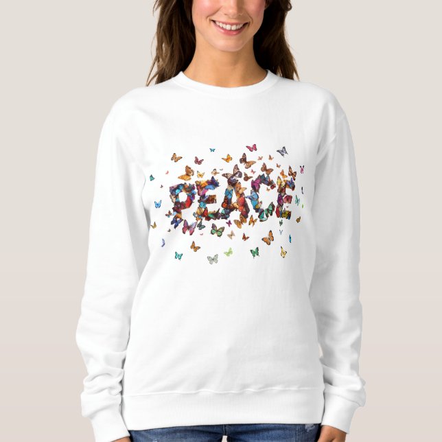 PEACE Joy Butterfly Print | Colorful Inspirational Sweatshirt (Vorderseite)