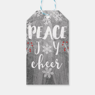 Peace Joy Cheer Silver Snowflake Holiday Favor Geschenkanhänger