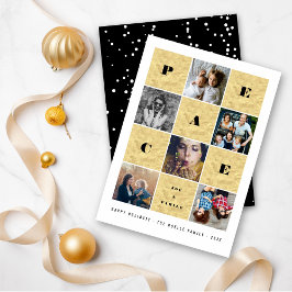 Peace Joy Family Gold Foil Blocks 5 Foto Collage Feiertagskarte