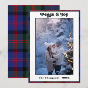 Peace & Joy Gingham Kariert Foto Feiertagskarte