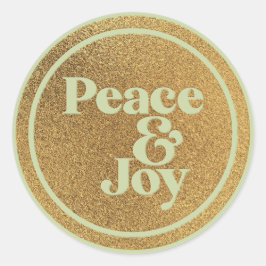 Peace & Joy Gold und Green Runder Aufkleber