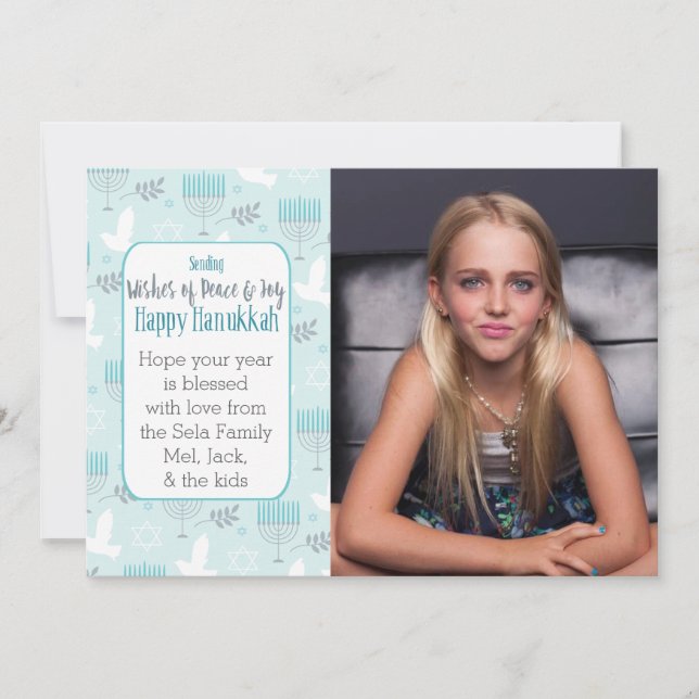 Peace & Joy Hanukkah Custome Card Feiertagskarte (Vorderseite)