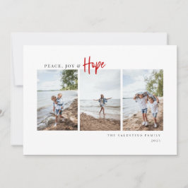 Peace Joy Hope Modernes Script Minimalistisches Fo Feiertagskarte