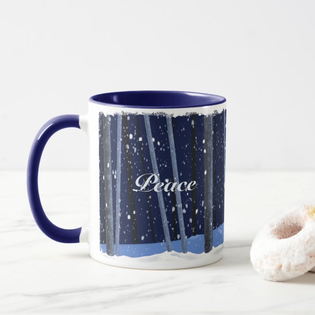 "Peace Joy Liebe" 11 oz Marine Tasse (Mit Donut)