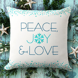 Peace Joy Liebe Bold Modern Snowflake Typografie Kissen