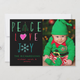 Peace Joy & Liebe Foto Flat Holiday Card Feiertagskarte