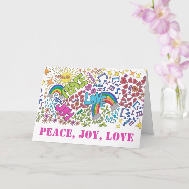 Peace Joy Liebe Hippy Art mit Ihren Worten Karte (Orchidee)