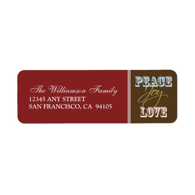Peace-Joy-Liebe Holiday Address Labels (rot) (Vorne)