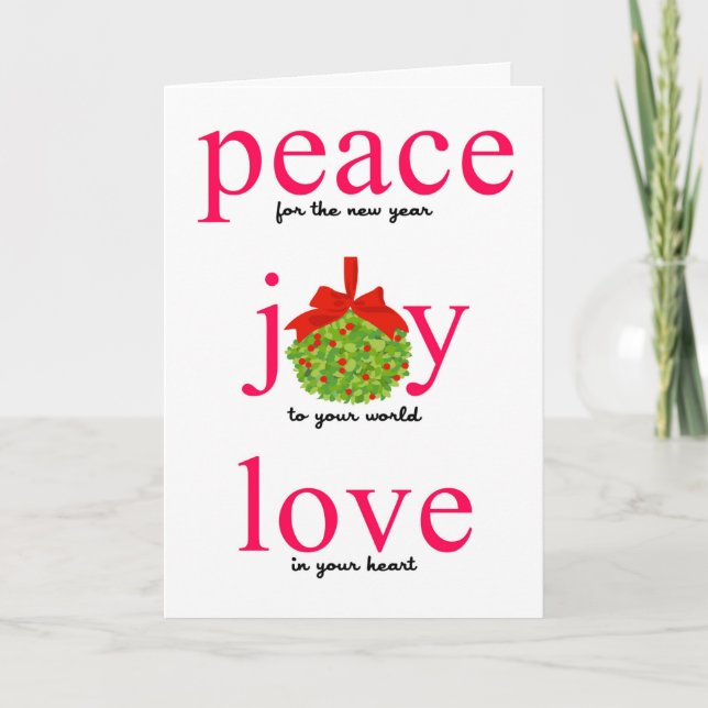Peace Joy Liebe Holiday Card Karte (Vorderseite)
