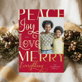 Peace Joy Liebe Merry Alles Art Border Foto Folien Feiertagskarte