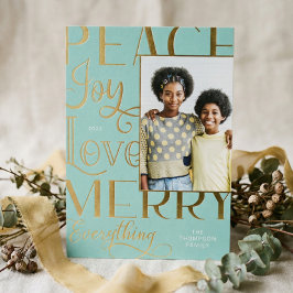 Peace Joy Liebe Merry Alles Art Border Foto Folien Feiertagskarte