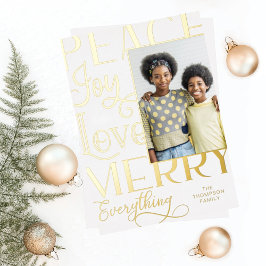 Peace Joy Liebe Merry Alles Art Border Foto Folien Feiertagskarte