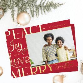 Peace Joy Liebe Merry Alles Art Border Foto Folien Feiertagskarte