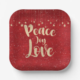 Peace Joy Liebe mit Stars Pappteller