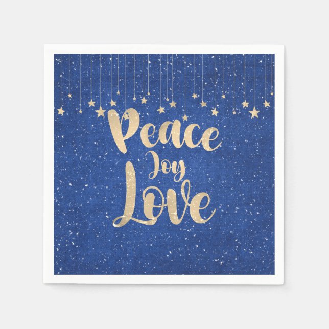 Peace Joy Liebe mit Stars Serviette (Vorderseite)
