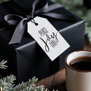 Peace Joy Liebe Schwarzer und weißer Streifen Ur Geschenkanhänger