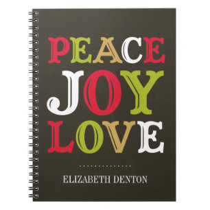PEACE JOY LIEBE Typografie Feiertag Personal Journ Notizblock