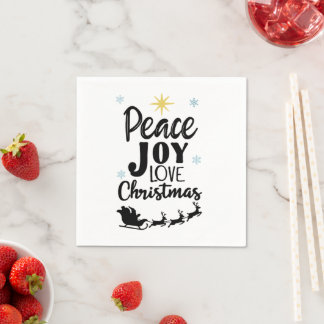 Peace Joy Liebe Weihnachten | Modernes Santa Sleig Serviette