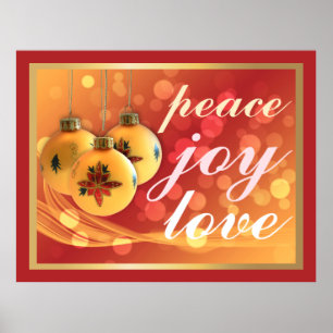 Peace Joy Liebe Weihnachten Segeln Festivals Gold Poster