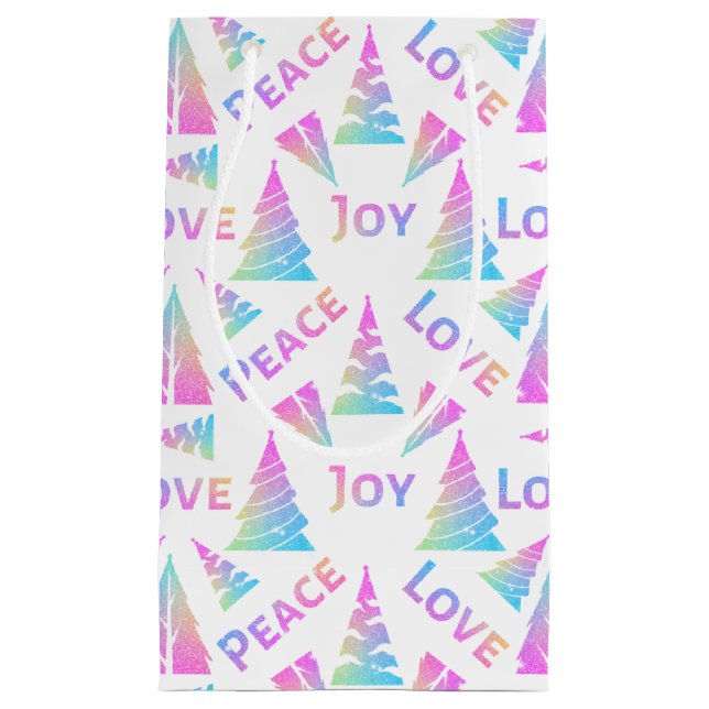 Peace Joy Liebe Weihnachtsbaum Kleine Geschenktasc Kleine Geschenktüte (Vorderseite)