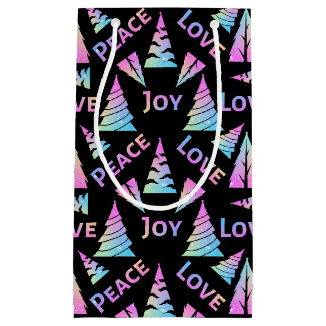 Peace Joy Liebe Weihnachtsbaum Kleine Geschenktüte (Vorderseite)