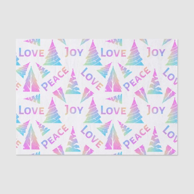 Peace Joy Liebe Weihnachtsbaum Tissue Paper Seidenpapier (Vorderseite)