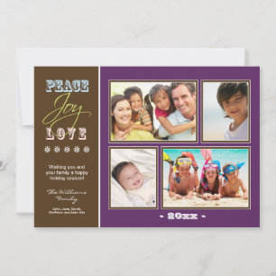 Peace-Joy-Love Family Holiday Fotocard Feiertagskarte