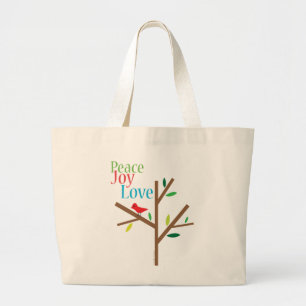 Peace Joy Love Holiday Tote Jumbo Stoffbeutel