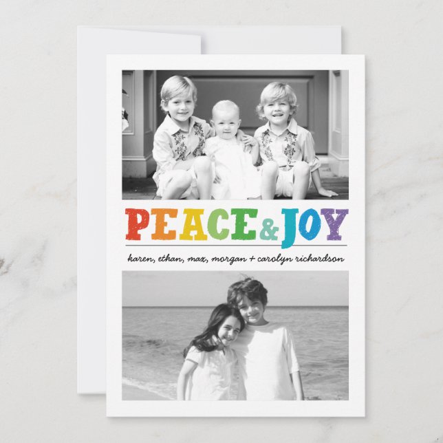 Peace & Joy Multi x 2 Feiertagskarte (Vorderseite)