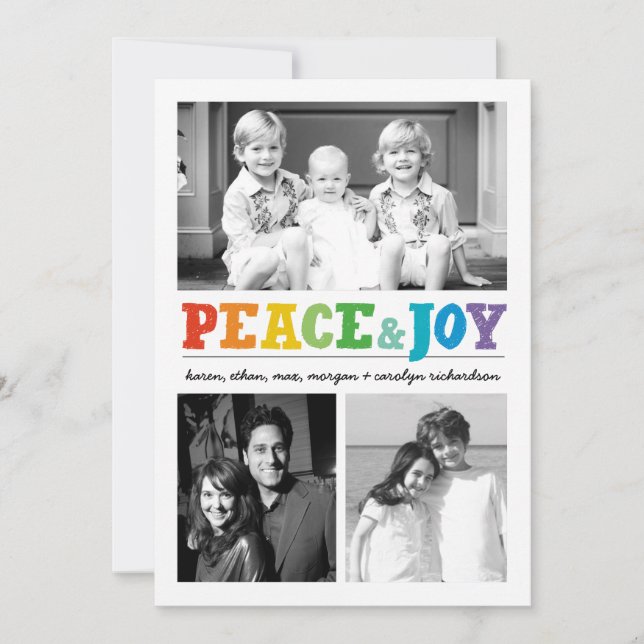 Peace & Joy Multi x 3 Feiertagskarte (Vorderseite)