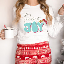 Peace Joy Retro 80's Schriftart Weihnachtsmannmütz