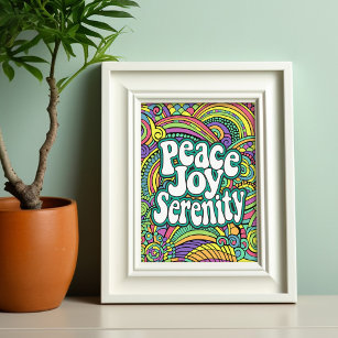 Peace Joy Serenity Abstraktes Muster Erwachsenenfa Postkarte