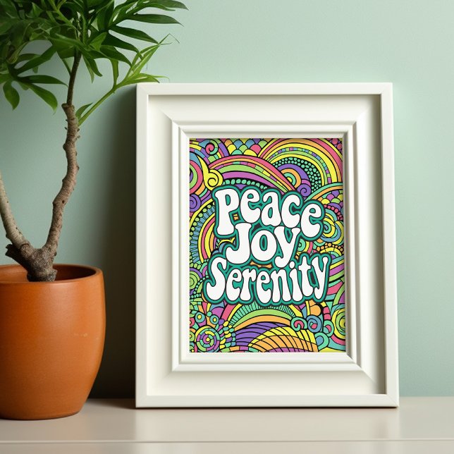 Peace Joy Serenity Abstraktes Muster Erwachsenenfa Postkarte (Coloring page - peace joy serenity)