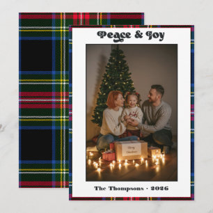 Peace & Joy Tartan Kariertes Foto Feiertagskarte