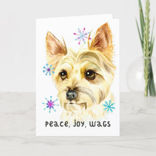 Peace Joy Wags Christmas Yorkshire Terrier Dog Feiertagskarte