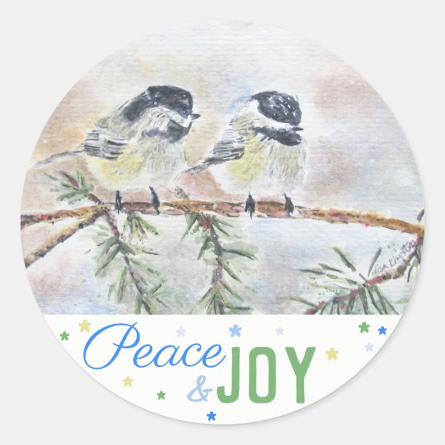 Peace & Joy - Winterlandschaft (20) Runder Aufkleber (Vorderseite)