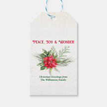 Peace Joy & Wonder Red Poinsettia Christmas