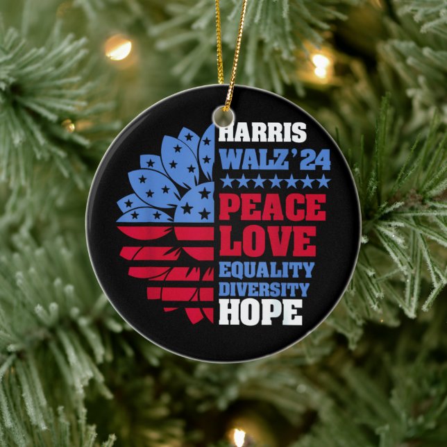 Peace LGBT Harris Walz Waltz Keramik Ornament (Baum)