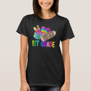 Peace Liebe 1. Gefärbte Krawatte Leopard Bleistift T-Shirt