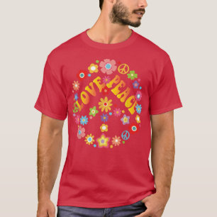 PEACE LIEBE 60er 70er Gefärbte Krawatte Hippie Hal T-Shirt