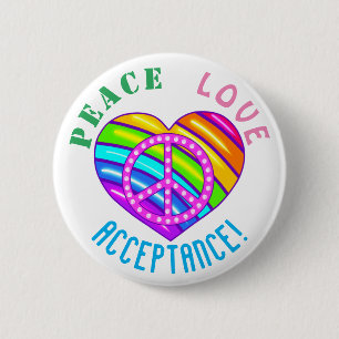 Peace Liebe Acceptance Rainbow Heart Button