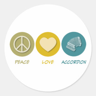 Peace Liebe Accordion Runder Aufkleber