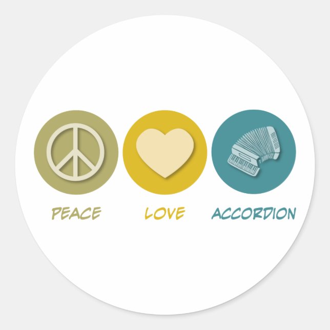 Peace Liebe Accordion Runder Aufkleber (Vorderseite)