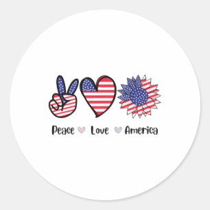 Peace Liebe America 4. Juli Patriotic Sonnenblume Runder Aufkleber