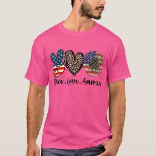 Peace Liebe America 4. Juli Patriotic Sonnenblume T-Shirt