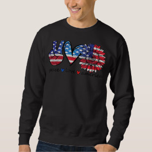 Peace Liebe America Flag Sonnenblume 4. Juli Memo Sweatshirt