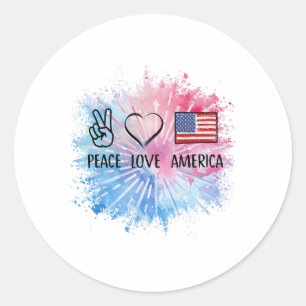 Peace Liebe America Gefärbte Krawatte 4. Juli Patr Runder Aufkleber
