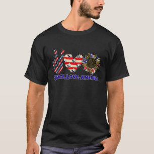 Peace Liebe America Leopard Sunflower USA Flaggenp T-Shirt